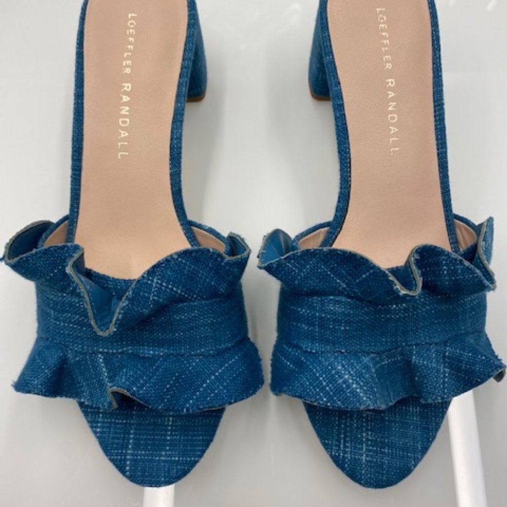 Loeffler Randall Vera Ruffle Block Heel Slide Sandals - Never Worn